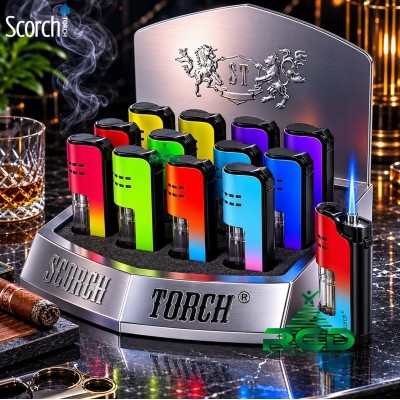 SCORCH TORCH SINGLE FLAME W/ SEE THRU ASST. COLOR 12CT/ DISPLAY